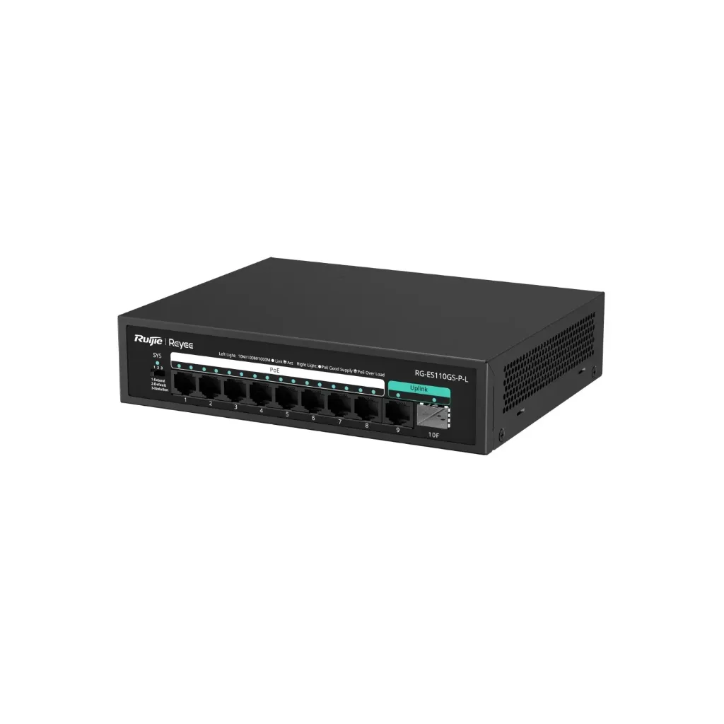 [00000128] Bộ chia mạng Switch PoE Ruijie RG-ES110GS-P-L 8 Port 1000Mbps