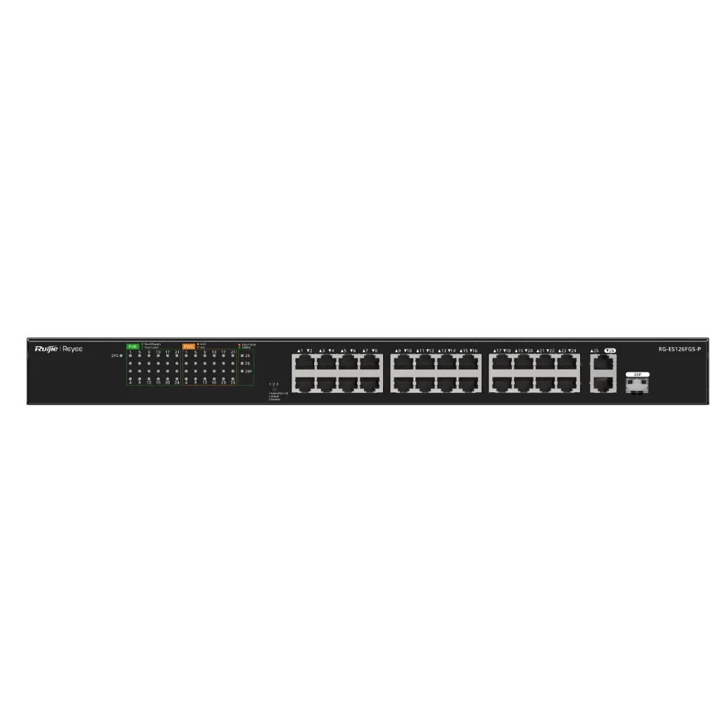 [00000131] Bộ chia mạng Switch PoE Ruijie RG-ES126FGS-P 24 Port 100Mbps