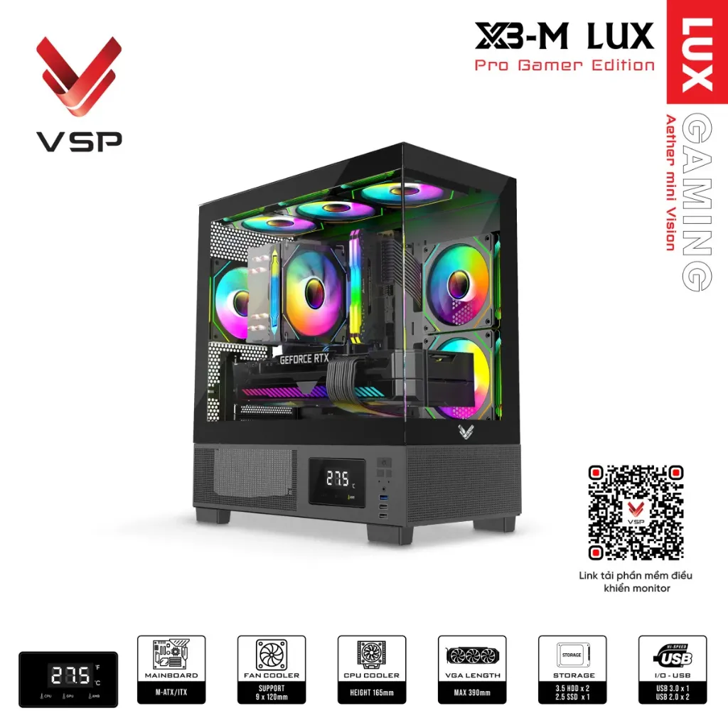 Vỏ thùng máy Case VSP X3-M Lux Black