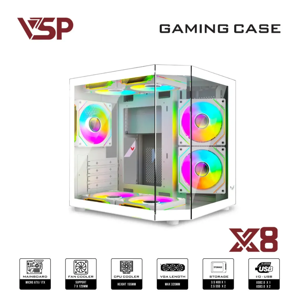 Vỏ thùng máy Case VSP X8 Trắng