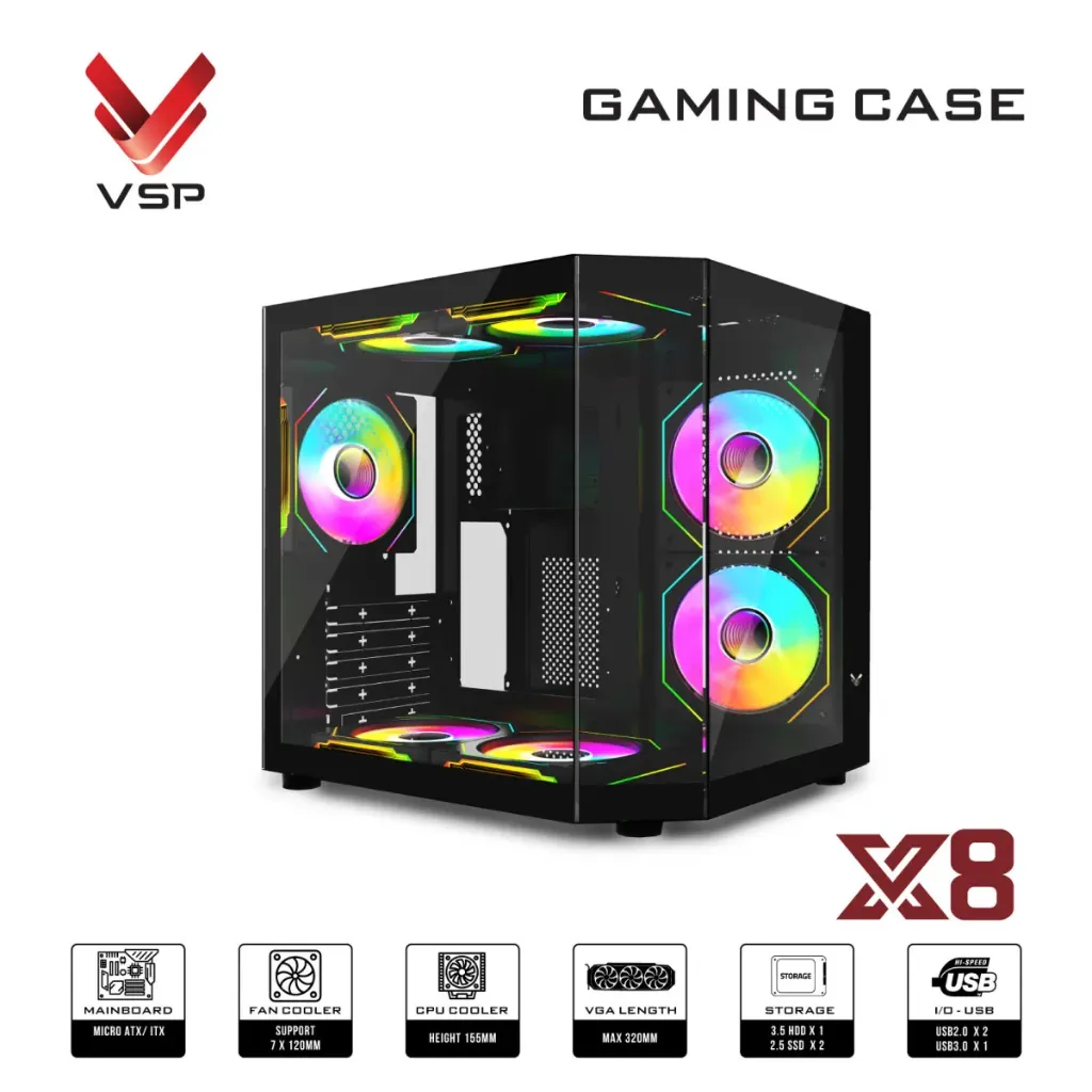 [00000292] Vỏ thùng máy Case VSP X8 đen