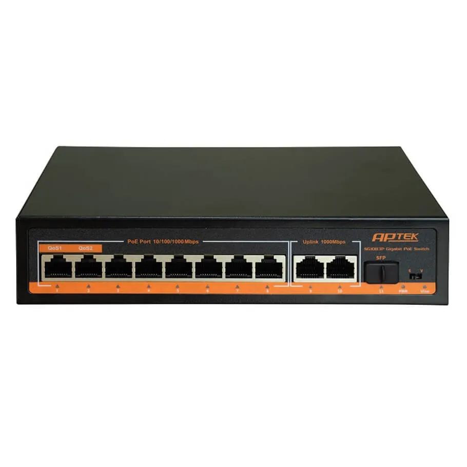 [00000489] Bộ chia mạng Switch PoE APTEK SG1083P 8 Port 1000Mbps