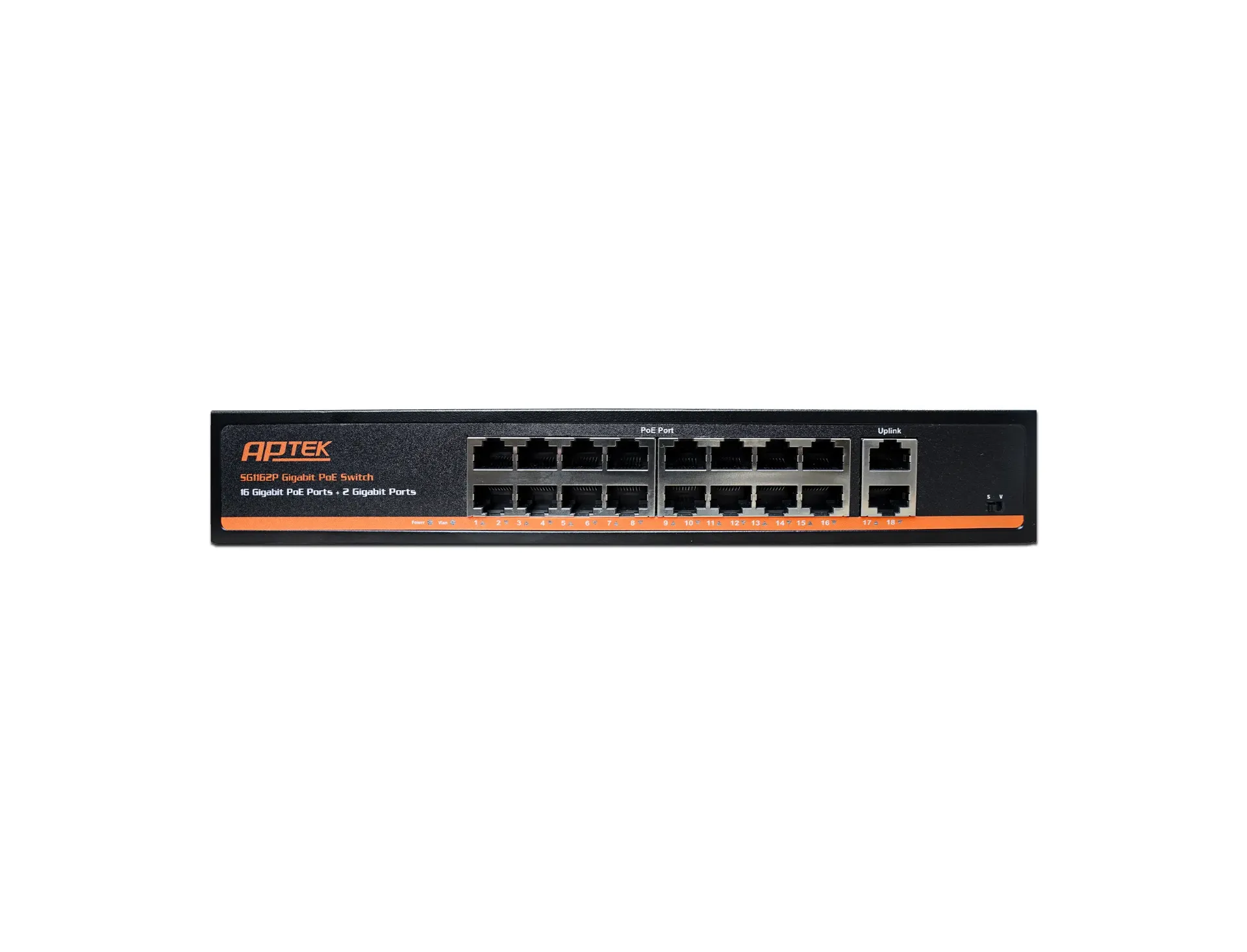 [00000491] Bộ chia mạng Switch PoE APTEK SG1162P 16 Port 1000Mbps